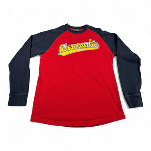 Vintage Abercrombie Fitch Shirt Adult MEDIUM Red Baseball Raglan Rebel 90s
